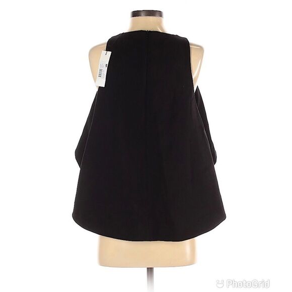 NICHOLAS Flare Crop Top Sleeveless Knit Layered High Low Black Size 4 New - Picture 3 of 16